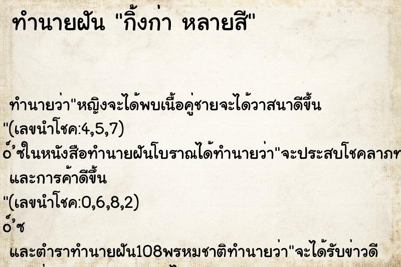 ทำนายฝัน กิ้งก่า หลายสี ทำนายฝัน กิ้งก่า หลายสี